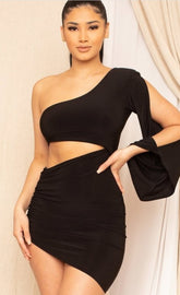 Shoulder Show Taupe Dress